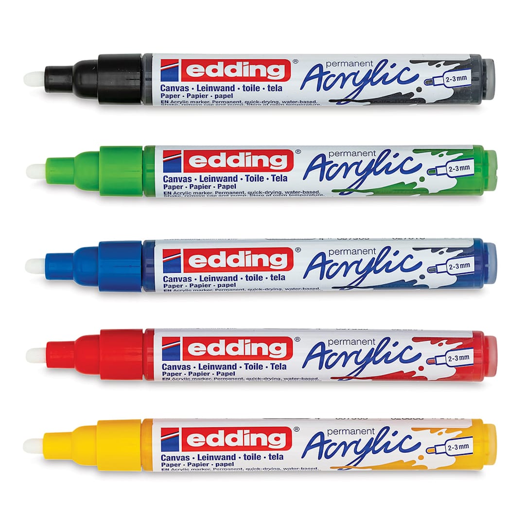 Open in modal - Edding Acrylic Paint Markers - Basic Colors, Set of 5, Medium