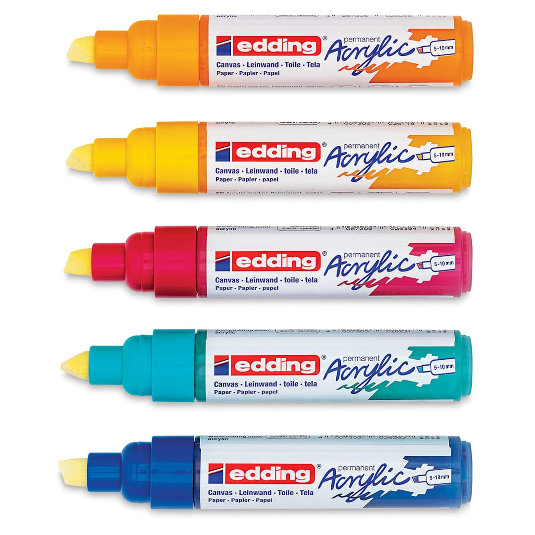 Open in modal - Edding Acrylic Paint Markers - Abstract Colors, Set of 5, Broad