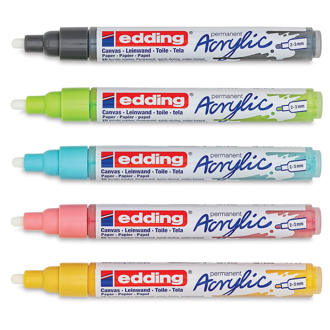 Open in modal - Edding Acrylic Paint Markers - Pastel Colors, Set of 5, Medium
