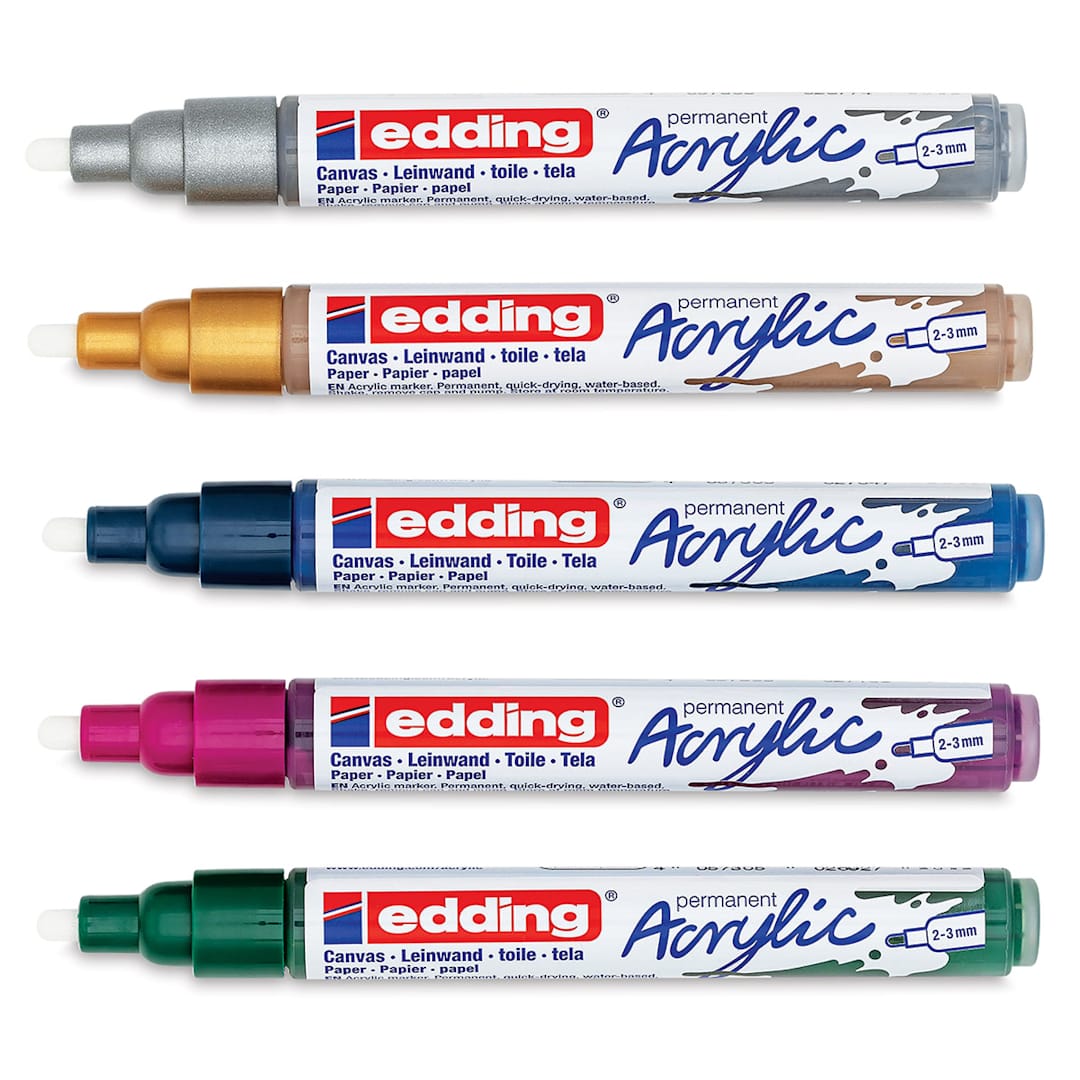 Open in modal - Edding Acrylic Paint Markers - Festival Colors, Set of 5, Medium
