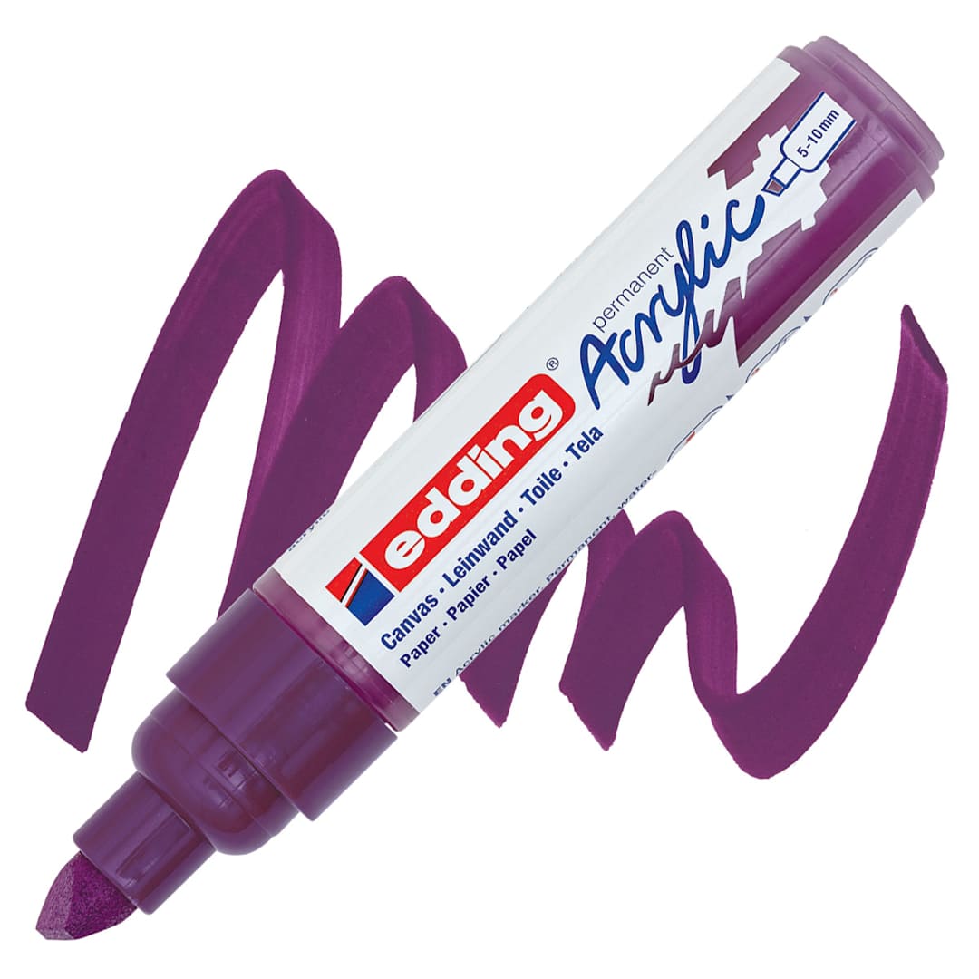 Open in modal - Edding Acrylic Paint Marker - Berry 910, Broad marker and swatch