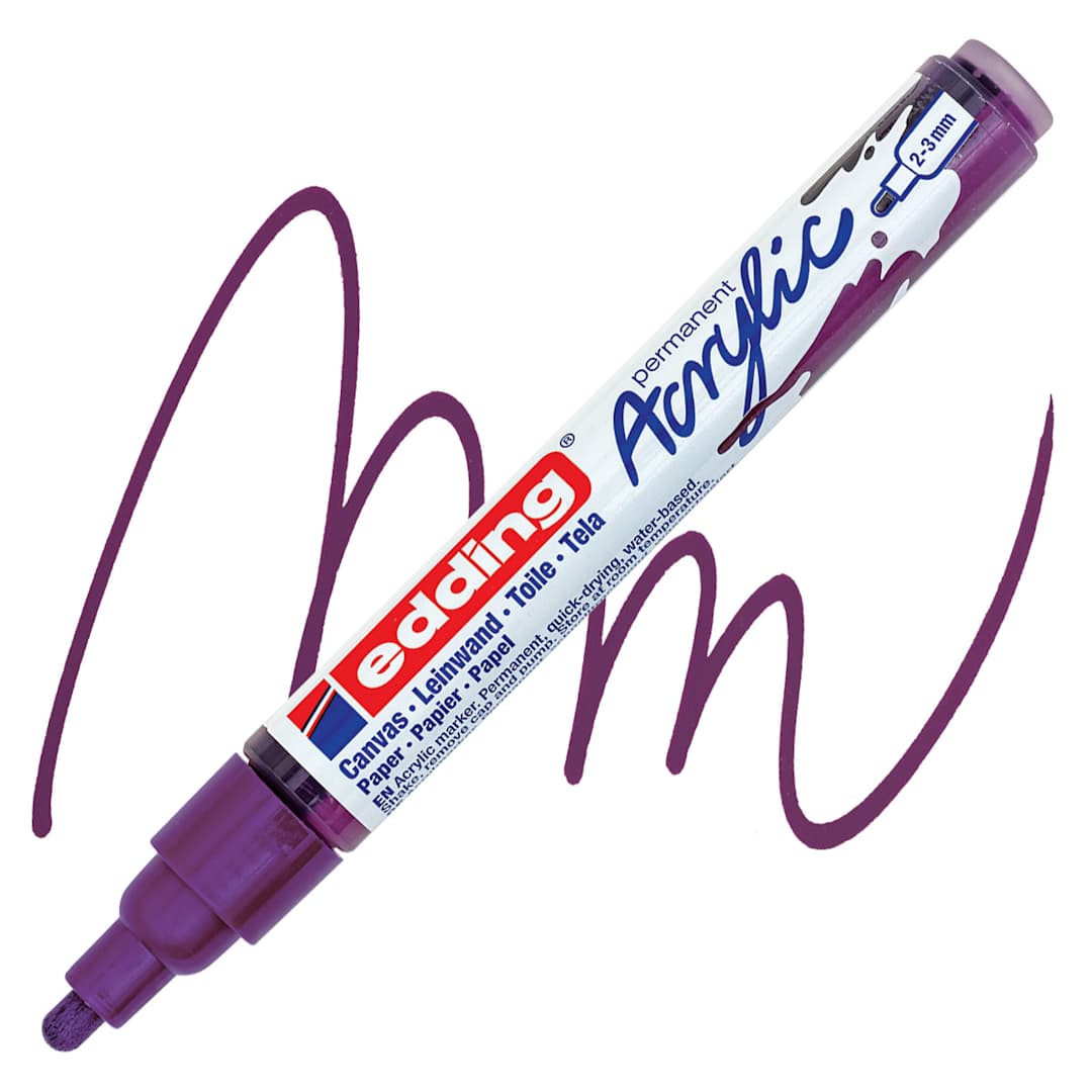 Open in modal - Edding Acrylic Paint Marker - Berry 910, Medium marker and swatch