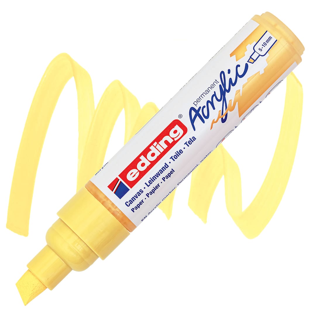 Open in modal - Edding Acrylic Paint Marker - Pastel Yellow 915, Broad marker and swatch