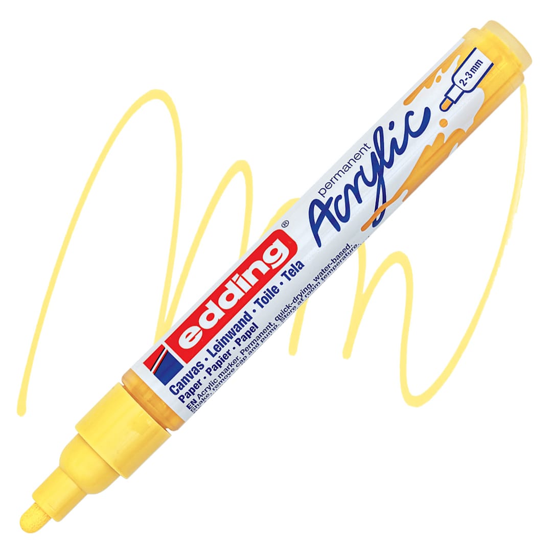 Open in modal - Edding Acrylic Paint Marker - Pastel Yellow 915, Medium marker and swatch