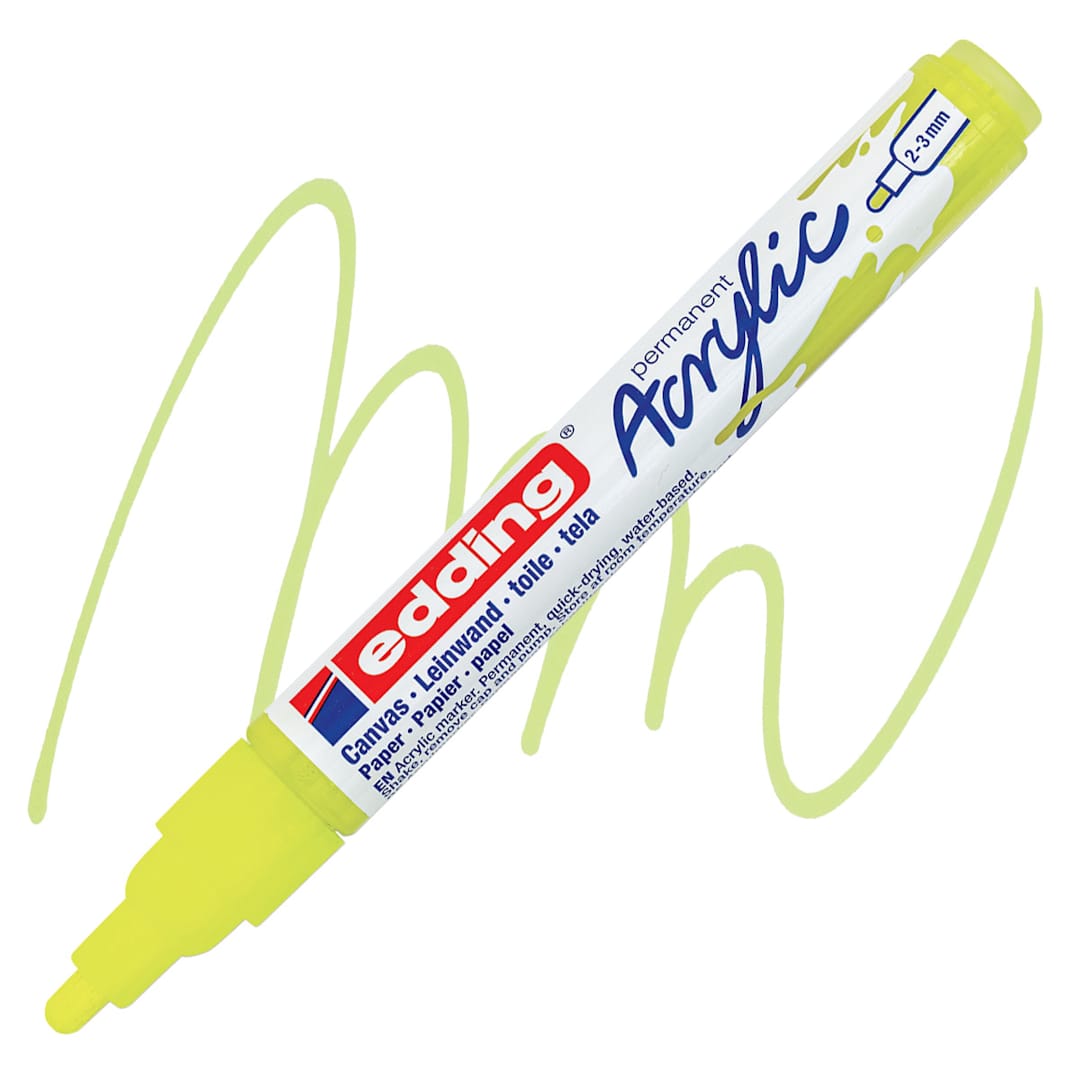 Open in modal - Edding Acrylic Paint Marker - Neon Yellow 065, Medium marker and swatch