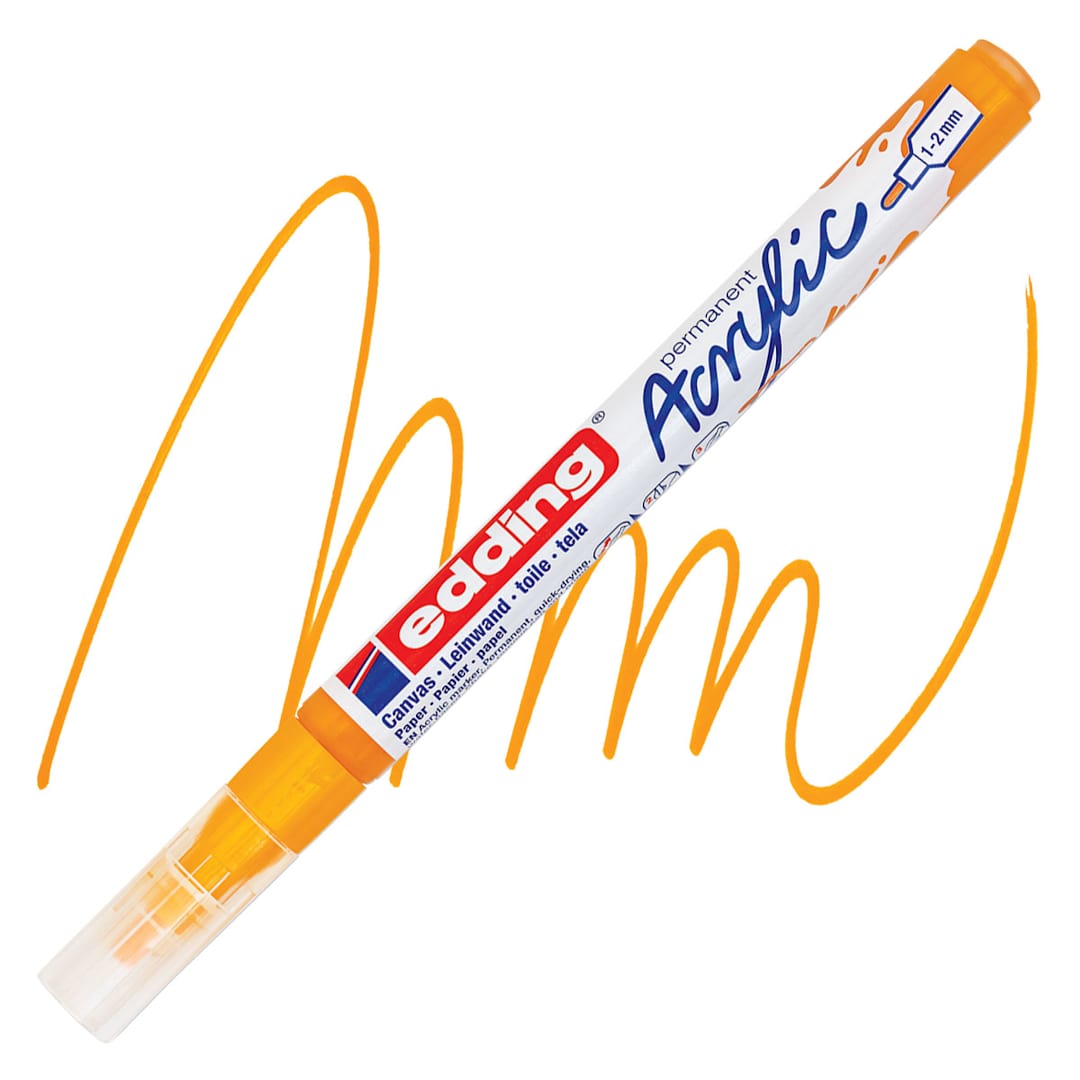 Open in modal - Edding Acrylic Paint Marker - Sunny Yellow 906, Fine marker and swatch