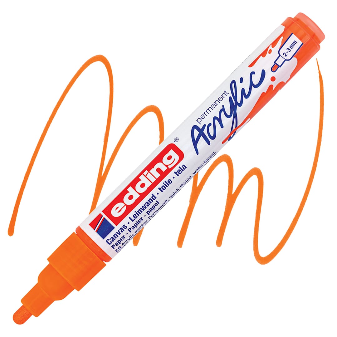 Open in modal - Edding Acrylic Paint Marker - Neon Orange 066, Medium marker and swatch