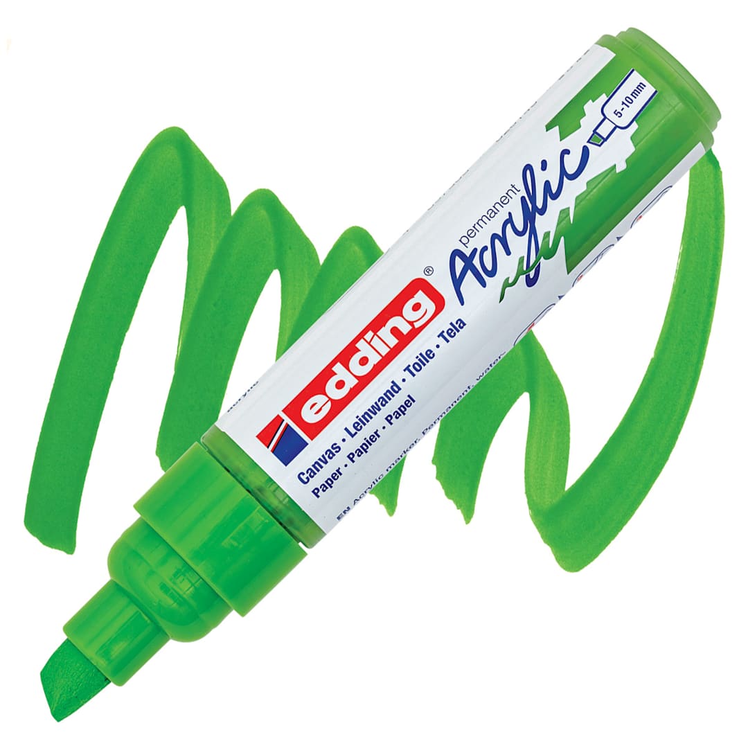 Open in modal - Edding Acrylic Paint Marker - Yellow Green 927, Broad marker and swatch