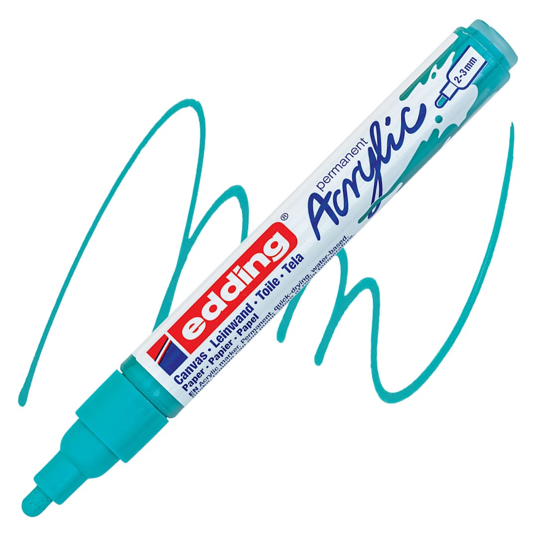 Open in modal - Edding Acrylic Paint Marker - Opulent Turquoise 934, Medium marker and swatch