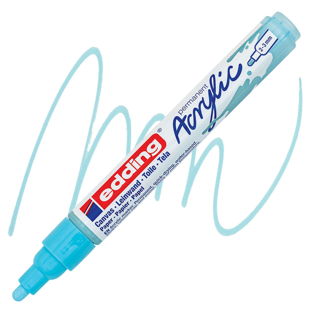 Open in modal - Edding Acrylic Paint Marker - Pastel Blue 916, Medium marker and swatch