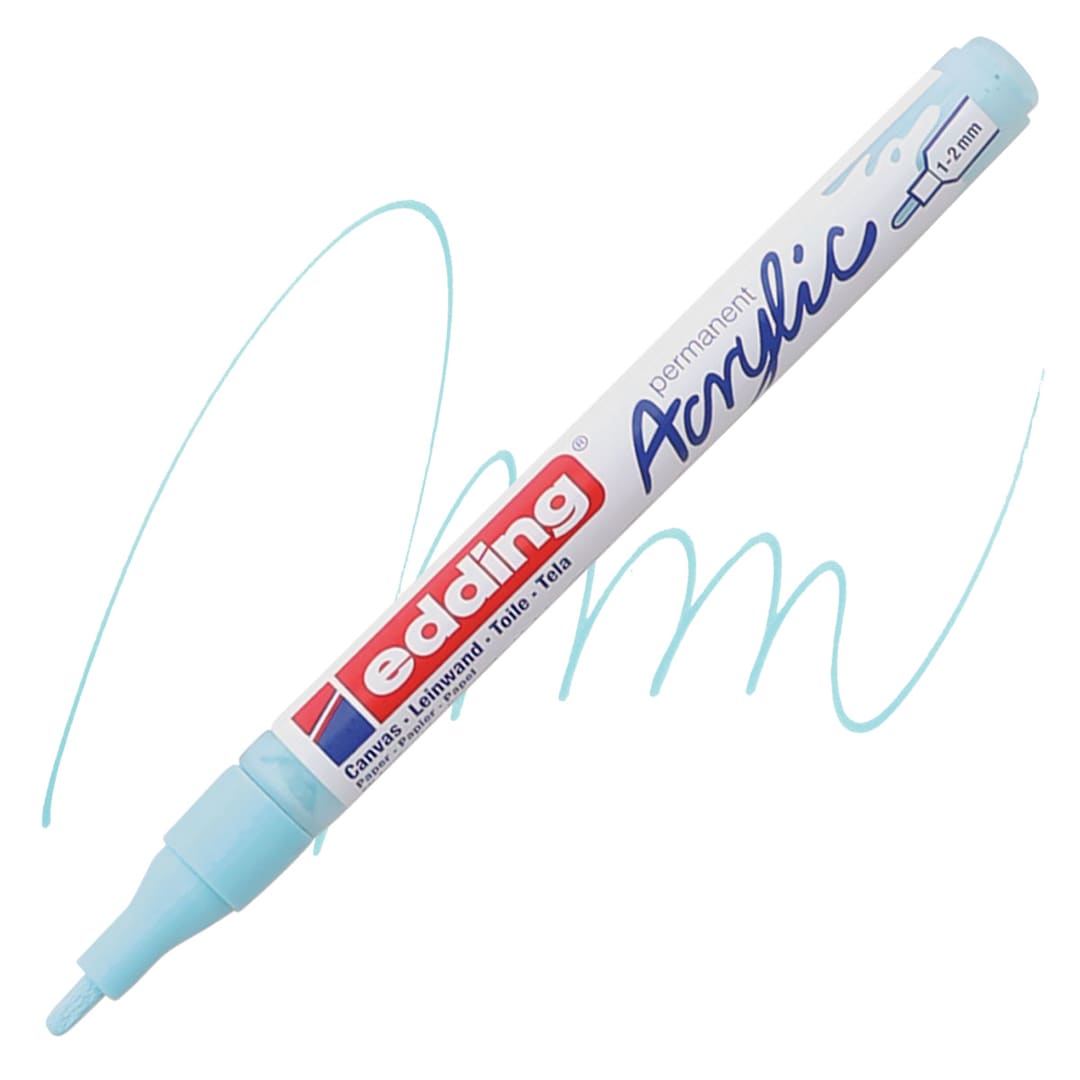 Open in modal - Edding Acrylic Paint Marker - Pastel Blue 916, Fine marker and swatch