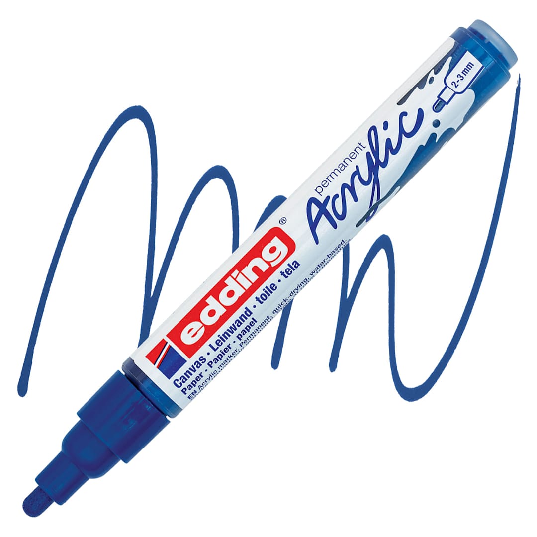 Open in modal - Edding Acrylic Paint Marker - Gentian Blue 903, Medium marker and swatch