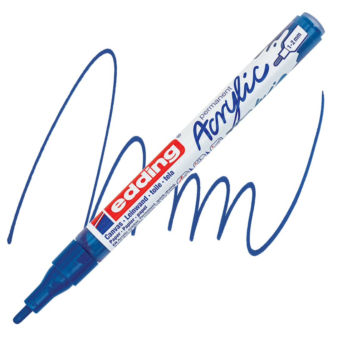 Open in modal - Edding Acrylic Paint Marker - Gentian Blue 903, Fine marker and swatch