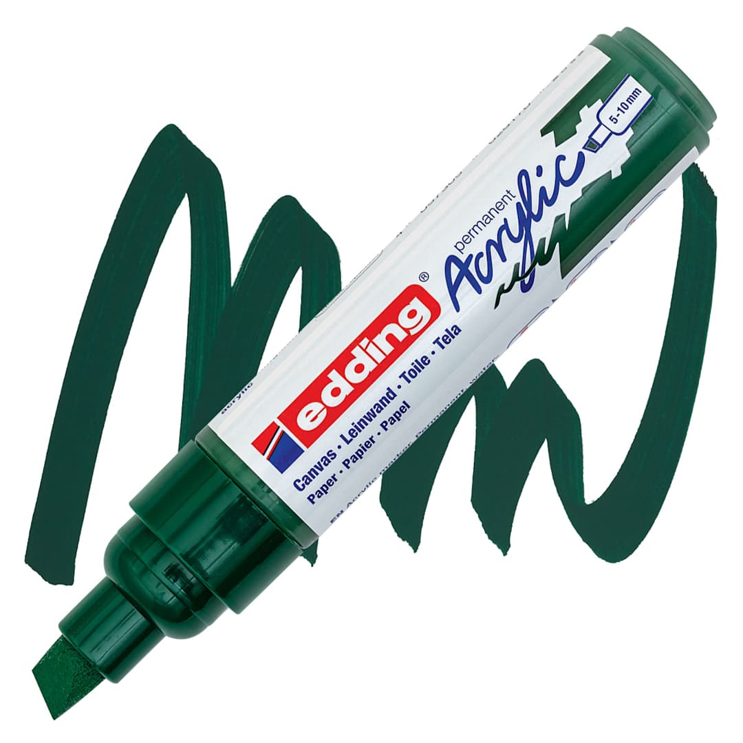 Open in modal - Edding Acrylic Paint Marker - Moss Green 904, Broad marker and swatch