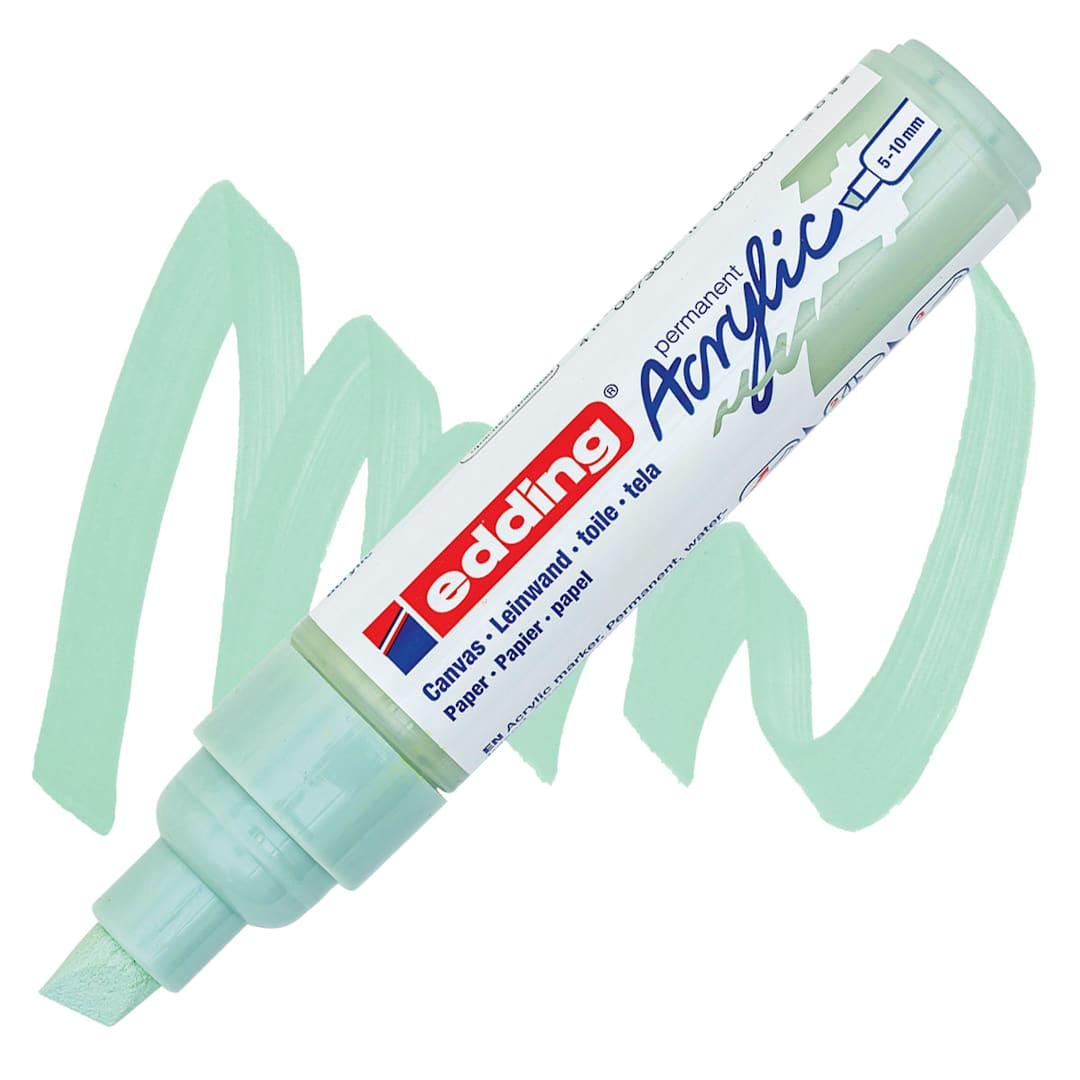 Open in modal - Edding Acrylic Paint Marker - Mellow Mint 928, Broad marker and swatch