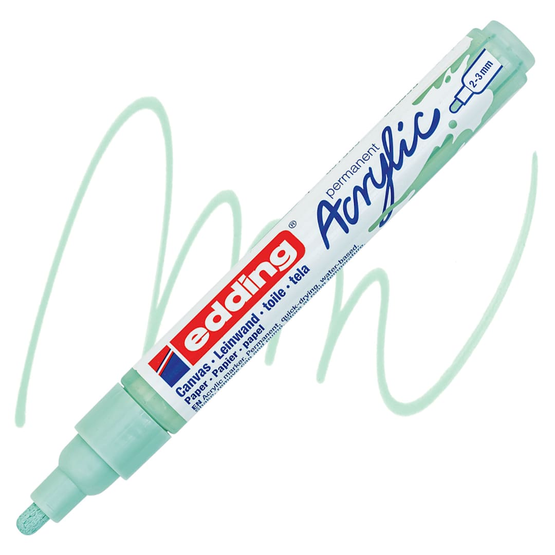 Open in modal - Edding Acrylic Paint Marker - Mellow Mint 928, Medium marker and swatch