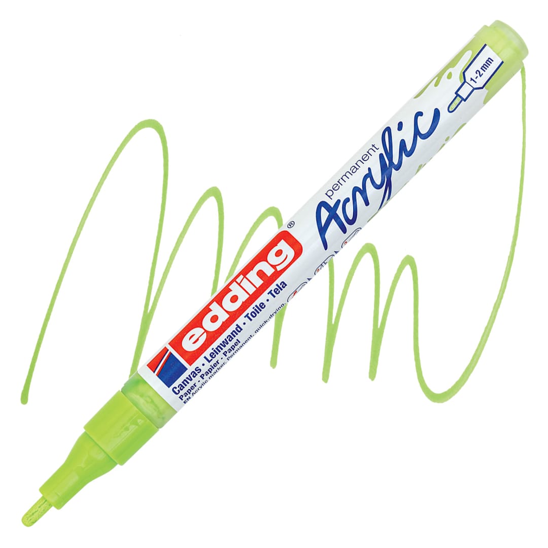 Open in modal - Edding Acrylic Paint Marker - Pastel Green 917, Fine marker and swatch
