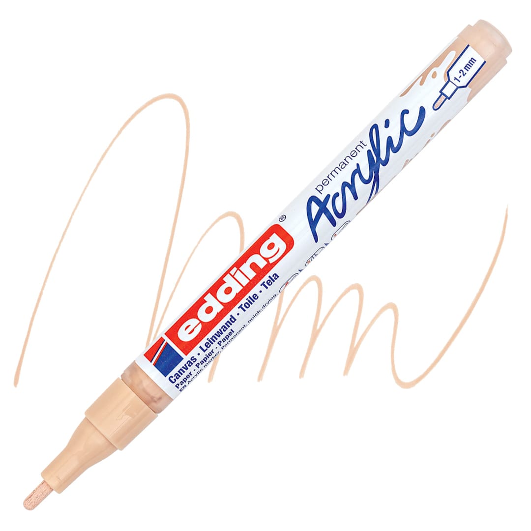 Open in modal - Edding Acrylic Paint Marker - Warm Beige 255, Fine marker and swatch