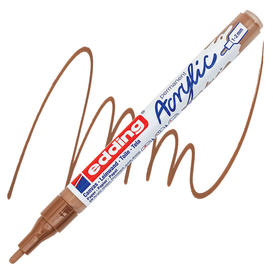 Open in modal - Edding Acrylic Paint Marker - Hazel 919, Fine marker and swatch