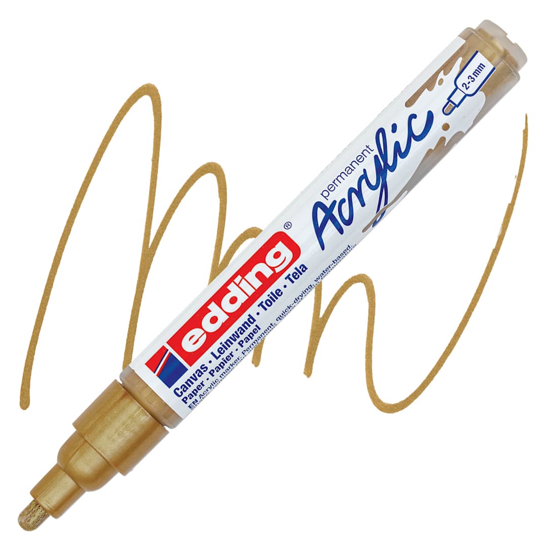 Open in modal - Edding Acrylic Paint Marker - Rich Gold 924, Medium marker and swatch