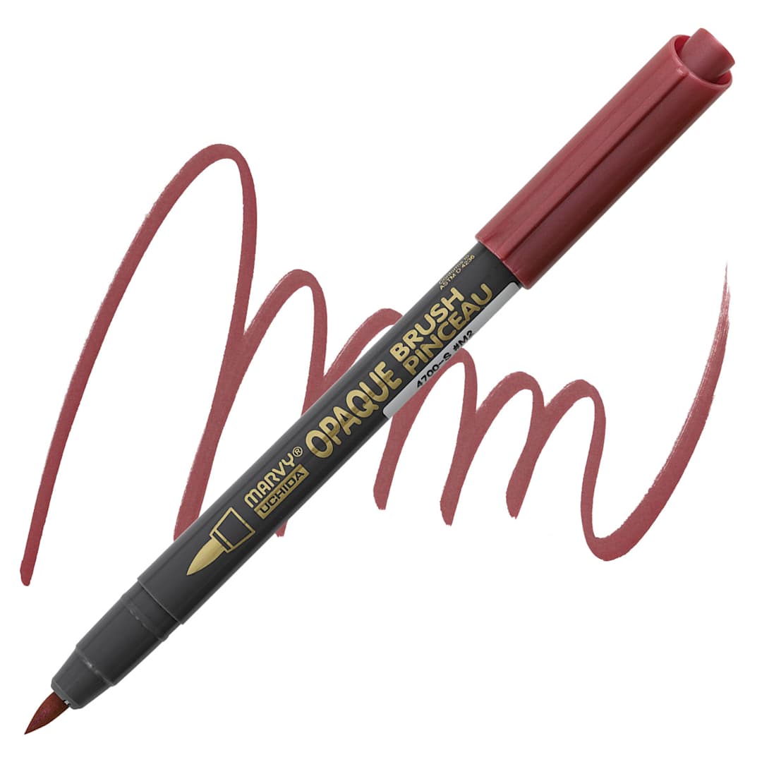 Open in modal - Marvy Uchida Opaque Brush Marker - Metallic Red pen and swatch