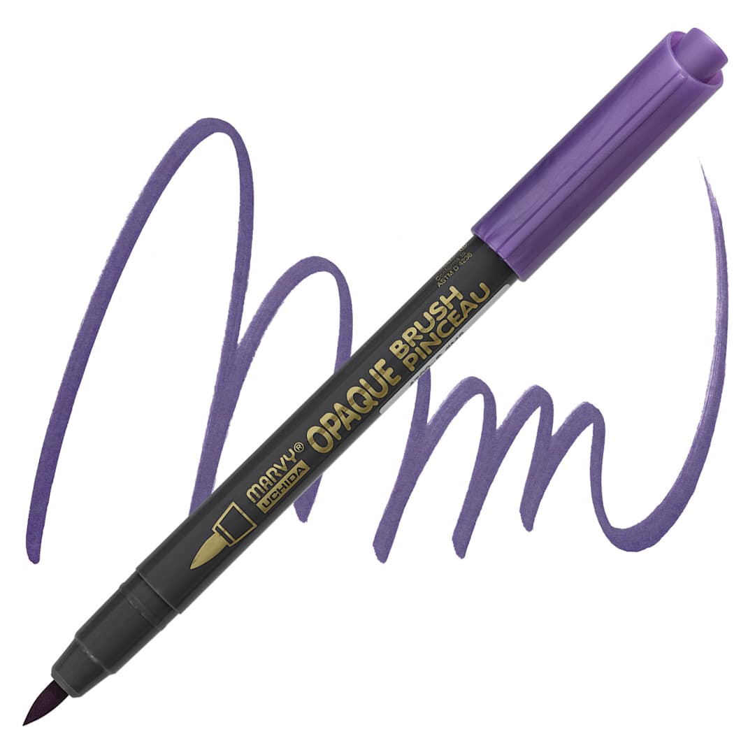 Open in modal - Marvy Uchida Opaque Brush Marker - Metallic Violet pen and swatch