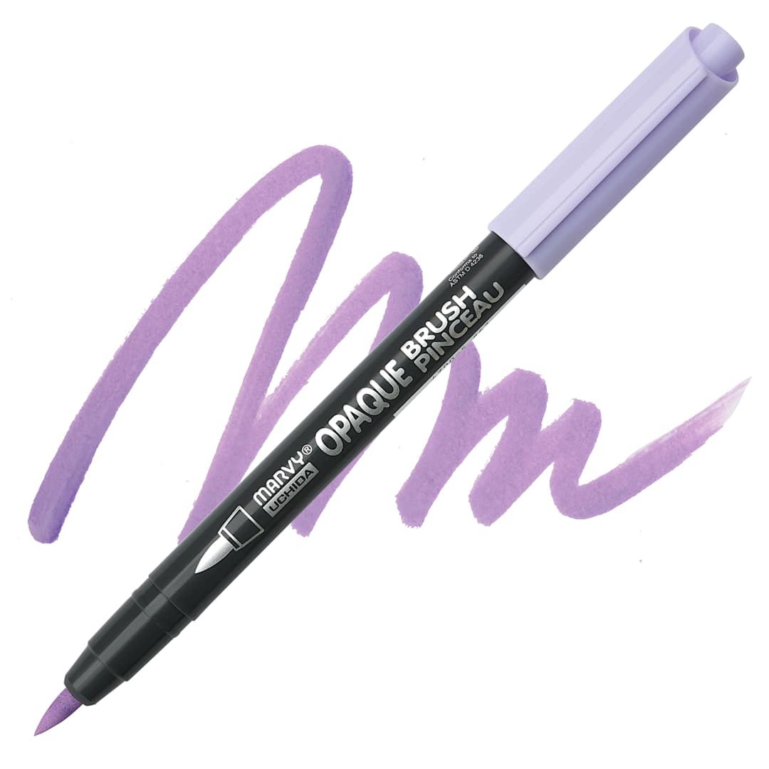 Open in modal - Marvy Uchida Opaque Brush Marker - Wisteria, swatch and marker