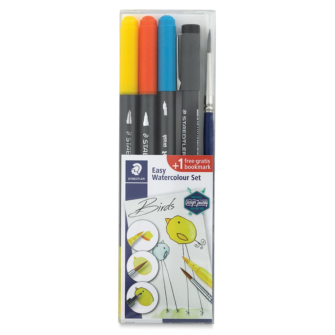 Open in modal - Staedtler Easy Watercolor Brush Pen Set - Birds, Set of 5