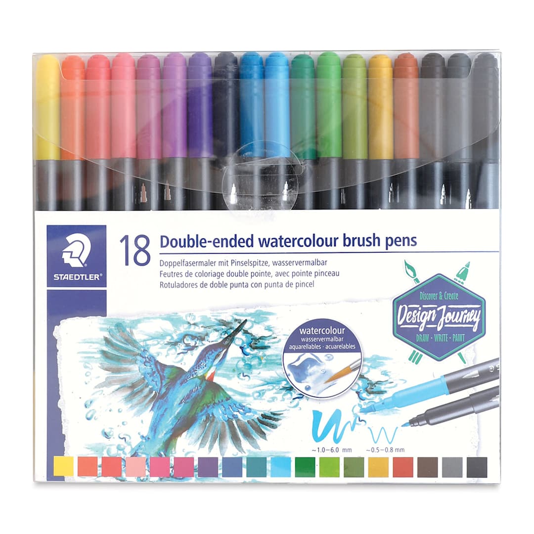 Open in modal - Staedtler Double-Ended Watercolor Brush Pens - Set of 18