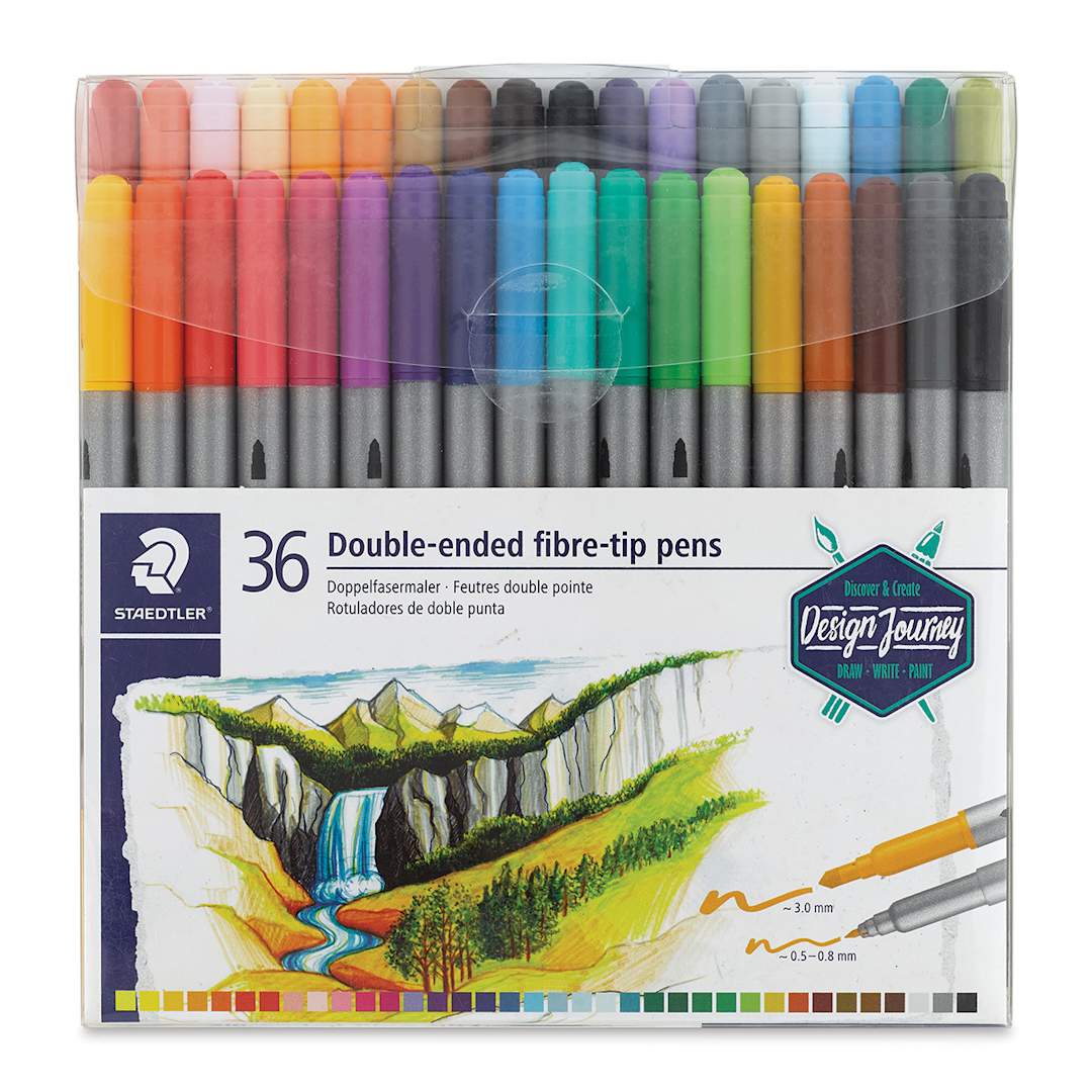 Open in modal - Staedtler Double-Ended Fiber-Tip Pens - Set of 36