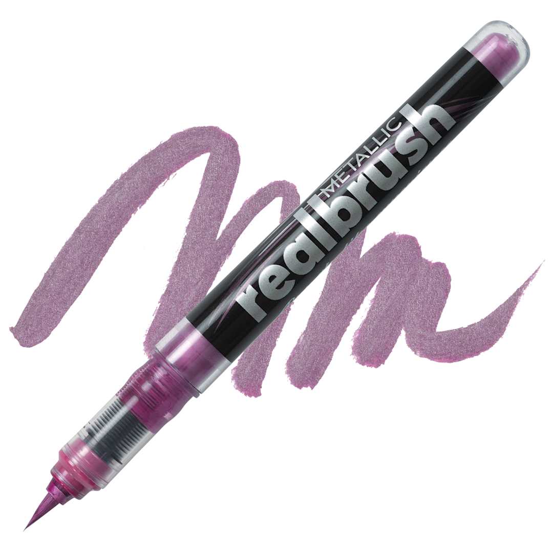 Open in modal - Karin Realbrush Metallic Marker - Pink 8546, swatch  and marker