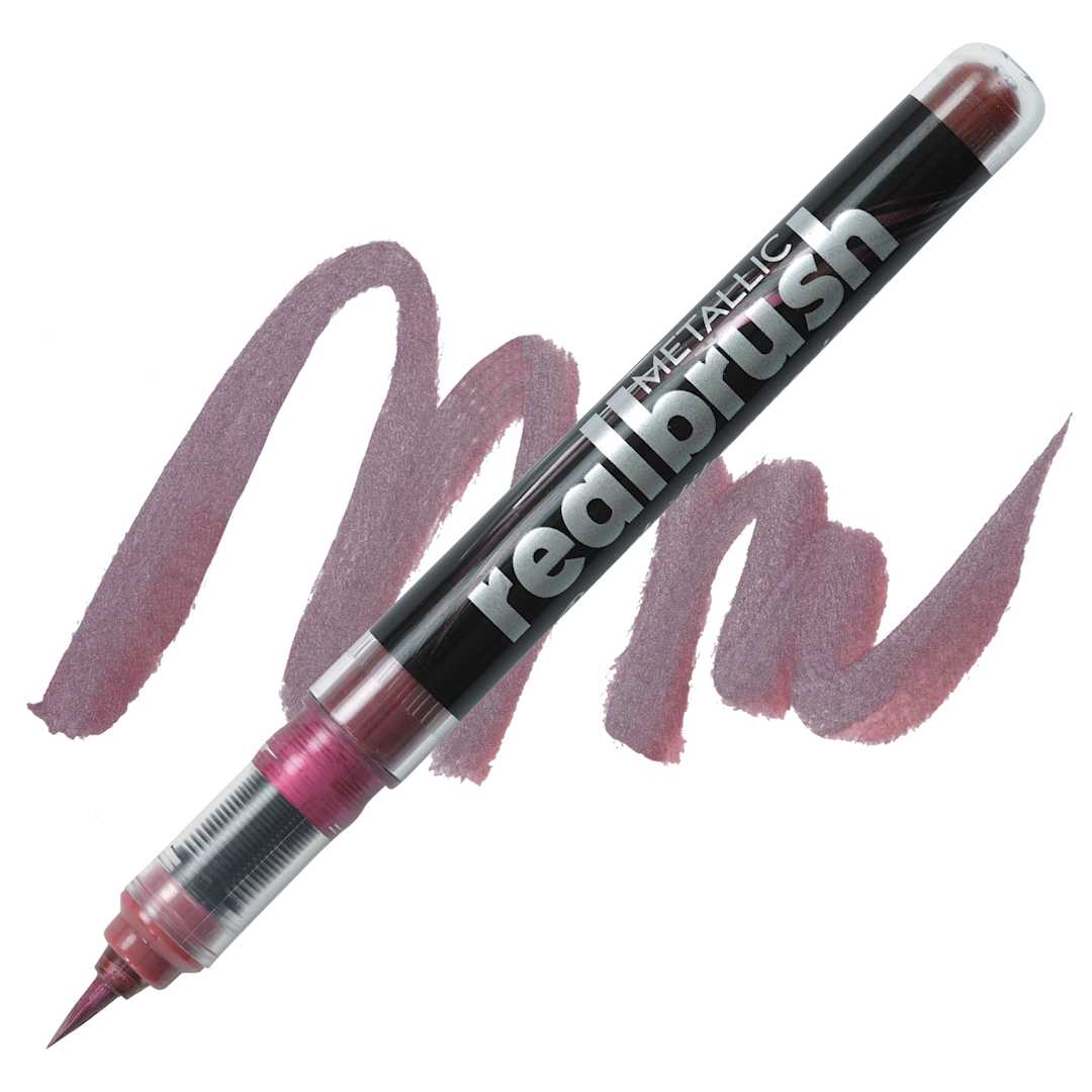 Open in modal - Karin Realbrush Metallic Marker - Violet Red 8316, swatch and marker