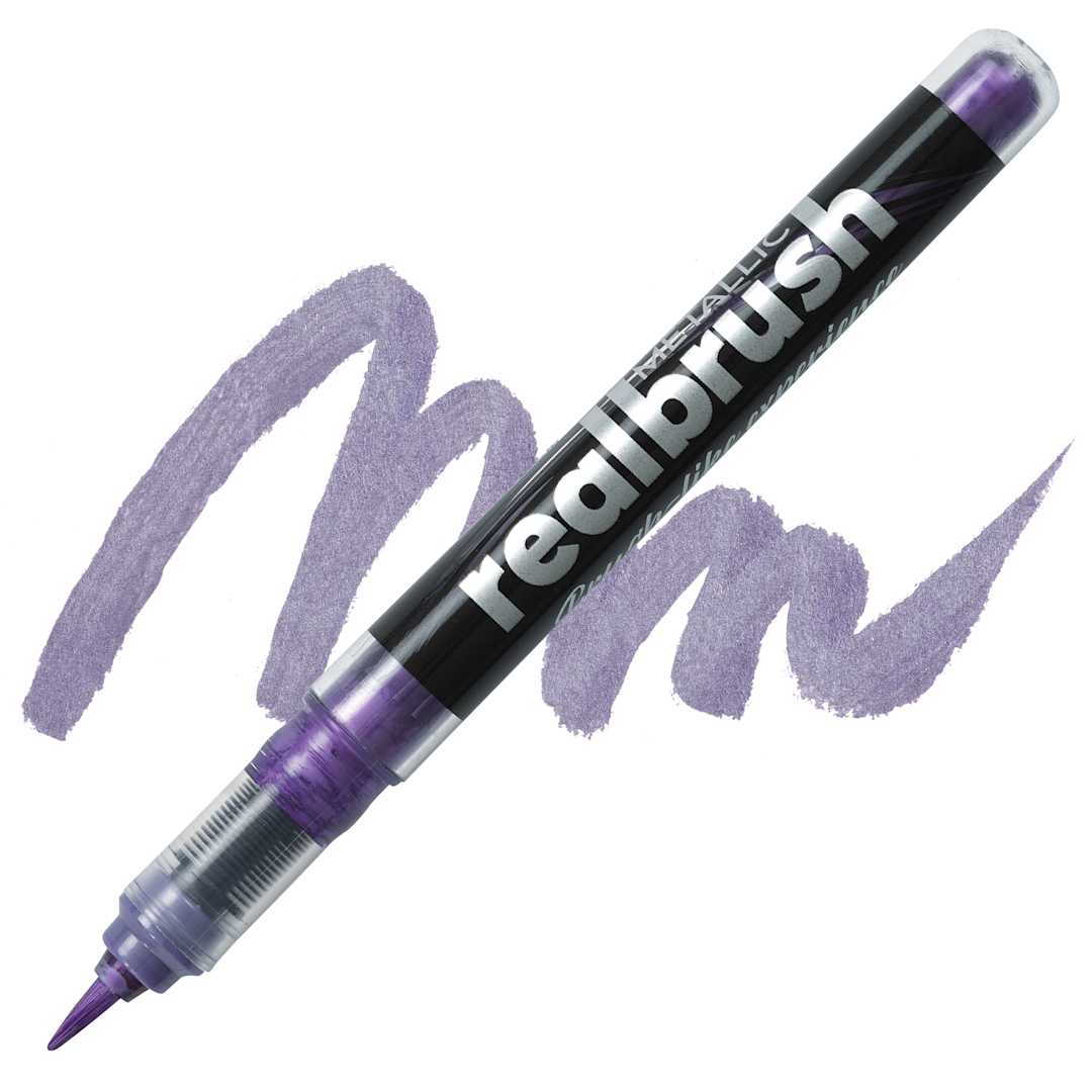 Open in modal - Karin Realbrush Metallic Marker - Violet 8545, swatch and marker