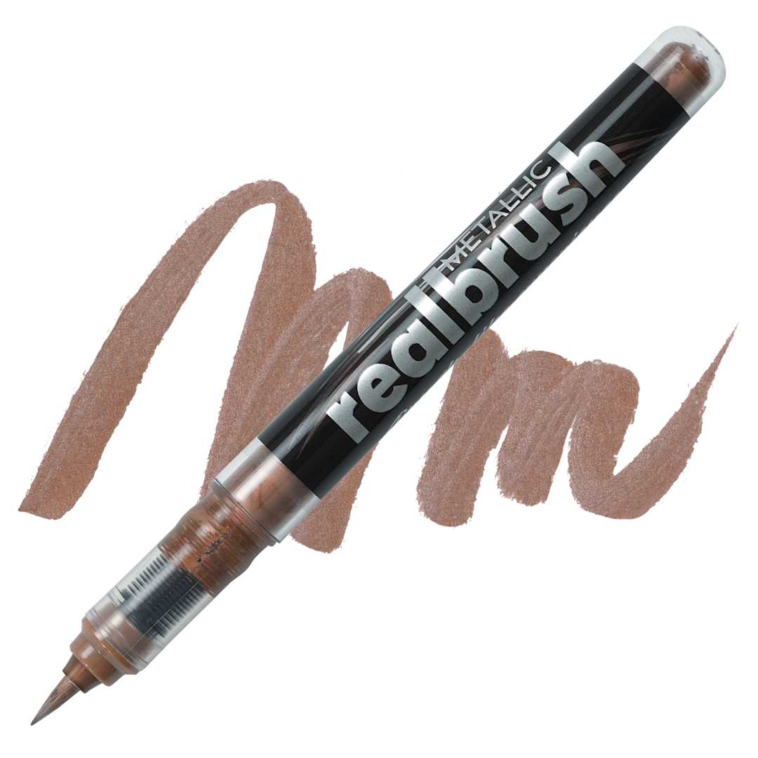 Open in modal - Karin Realbrush Metallic Marker - Copper 8596, swatch and marker