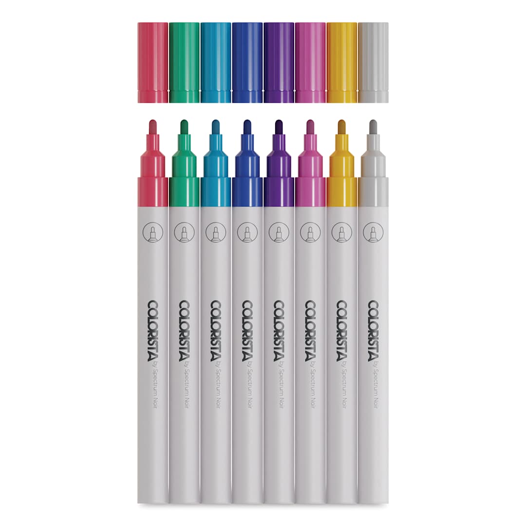 Open in modal - Colorista Glitter Markers - Sparkling Brights, Set of 8, markers with caps off