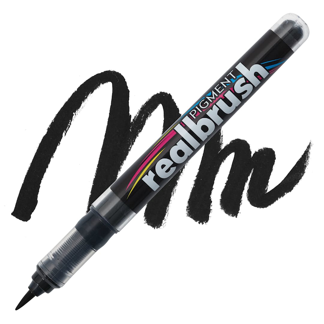 Open in modal - Karin Realbrush Pigment Marker - Black, swatch and marker