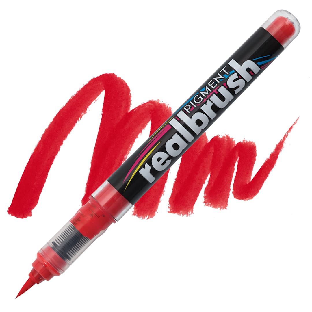 Open in modal - Karin Realbrush Pigment Marker - Red, swatch and marker