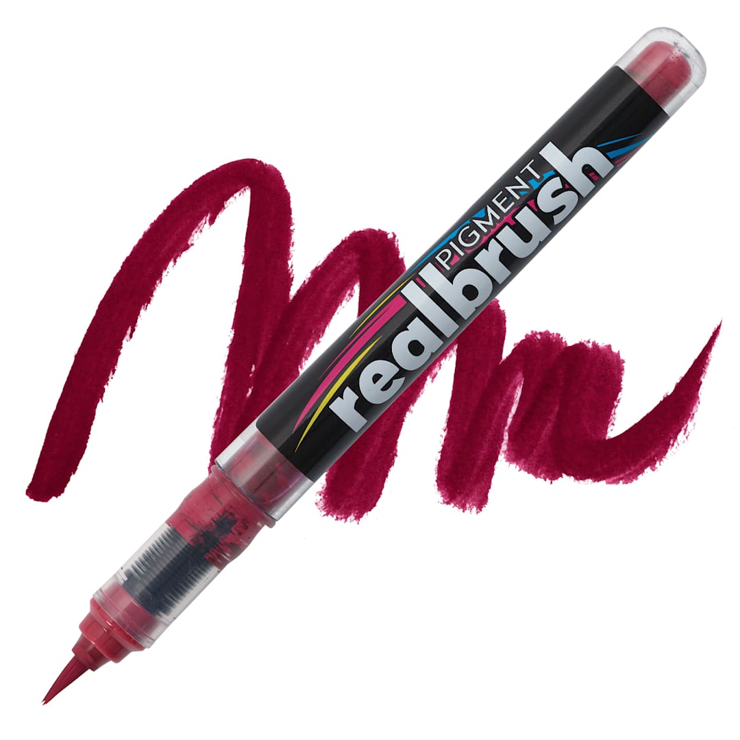 Open in modal - Karin Realbrush Pigment Marker - Burgundy, swatch and marker