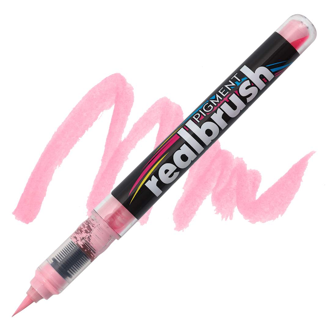 Open in modal - Karin Realbrush Pigment Marker - Pastel Magenta Red, swatch and marker