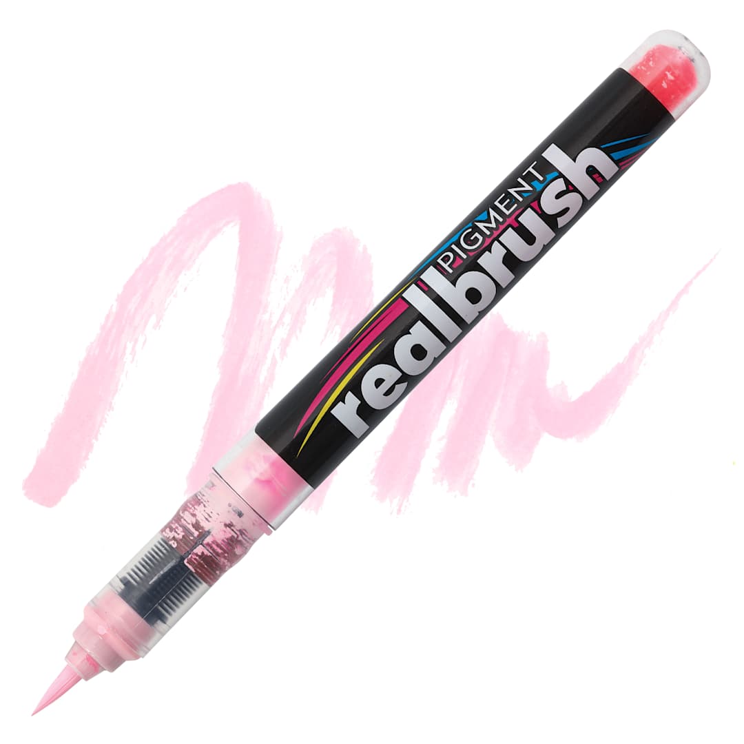 Open in modal - Karin Realbrush Pigment Marker - Pastel Pink, swatch and marker