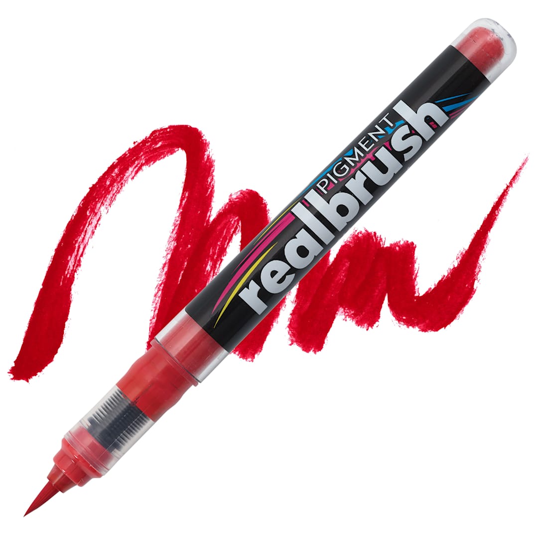 Open in modal - Karin Realbrush Pigment Marker - Lipstick Red, swatch and marker