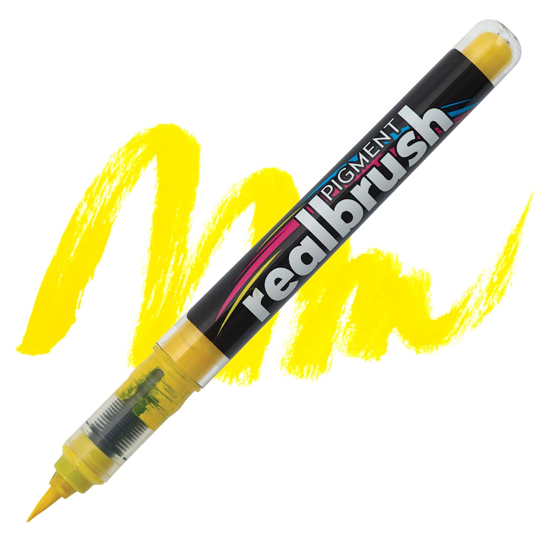 Open in modal - Karin Realbrush Pigment Marker - Canary, swatch and marker