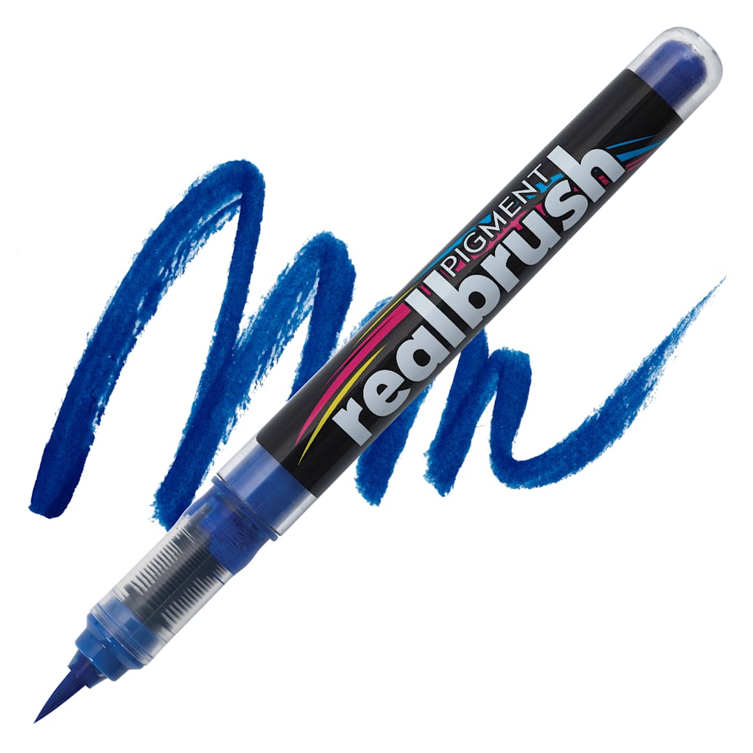 Open in modal - Karin Realbrush Pigment Marker - Royal Blue, swatch and marker