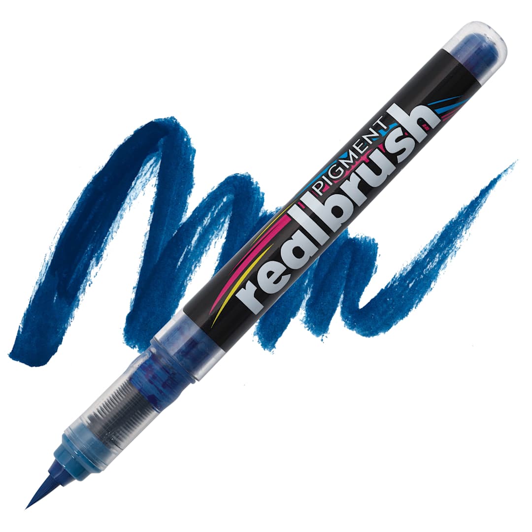 Open in modal - Karin Realbrush Pigment Marker - Sapphire Blue, swatch and marker
