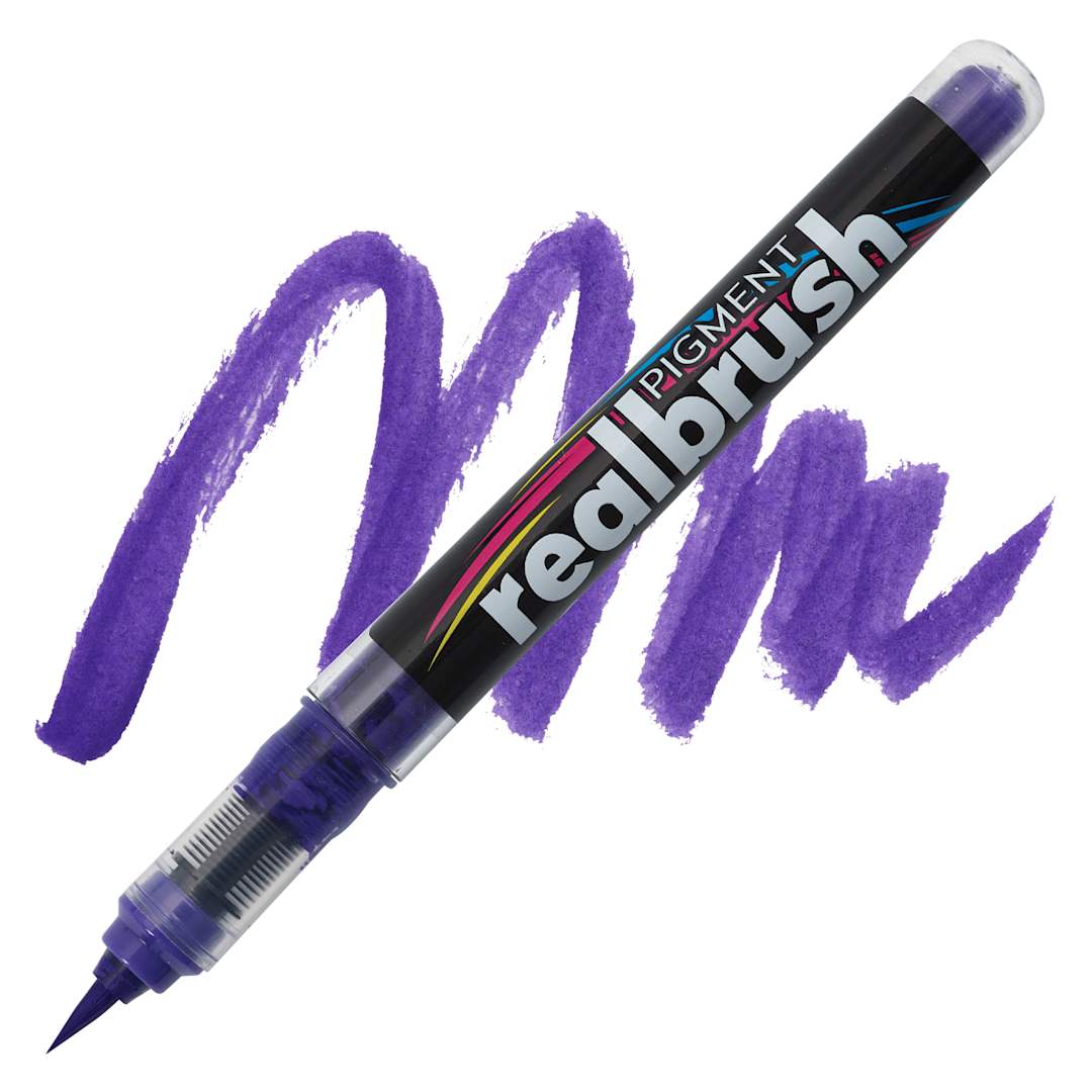 Open in modal - Karin Realbrush Pigment Marker - Violet Blue, swatch and marker