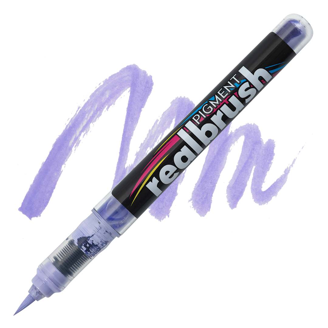 Open in modal - Karin Realbrush Pigment Marker - Pastel Violet Blue, swatch and marker
