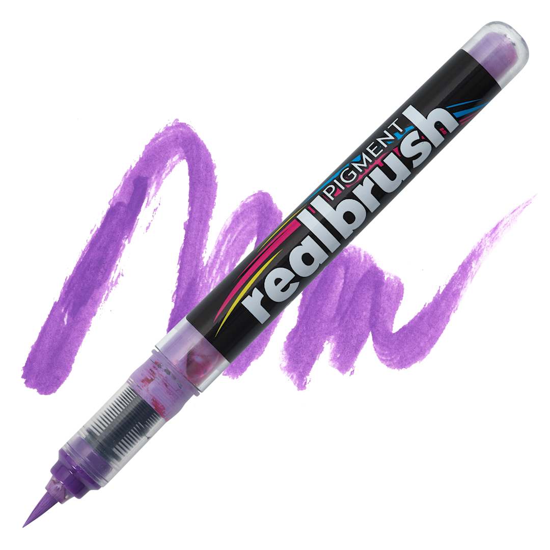 Open in modal - Karin Realbrush Pigment Marker - Plum, swatch and marker