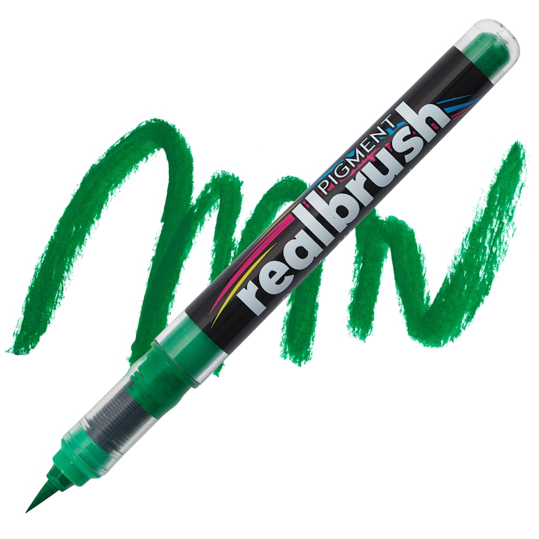 Open in modal - Karin Realbrush Pigment Marker - Green, swatch and marker