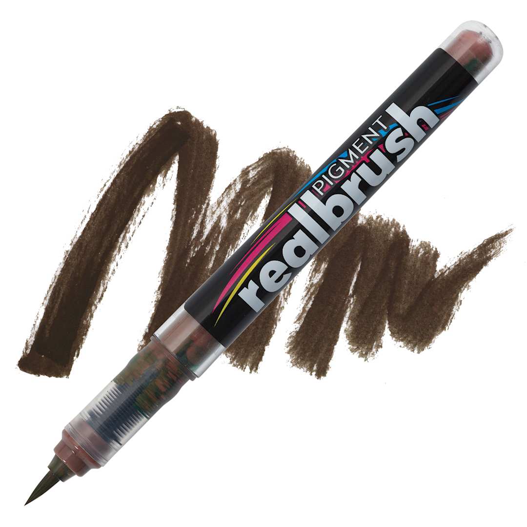 Open in modal - Karin Realbrush Pigment Marker - Sepia, swatch and marker