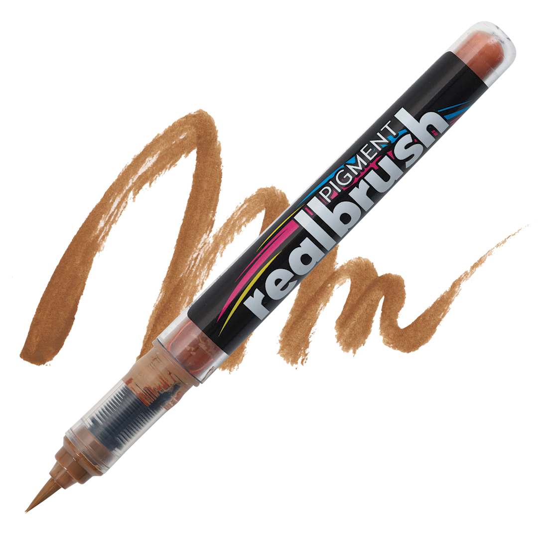 Open in modal - Karin Realbrush Pigment Marker - Cinnamon, swatch and marker